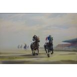 Racing Scene, 20th century oil on canvas signed by Harry Sheldon (British 1923-2002),