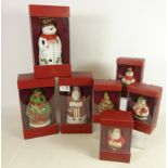 Three Villeroy and Boch Christmas ceramic candle holders and four trinket boxes,