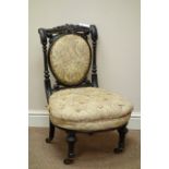 Victorian ebonised nursing chair with upholstered seat and back panel Condition Report