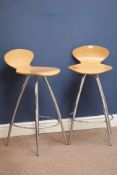 Pair chrome and beech finish bar stools Condition Report <a href='//www.