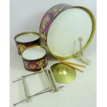 1960's Chad Valley Young Beats tinplate drum kit in original box