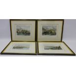 Four 19th century engravings hand coloured by E and W Finden including 'Whitby' and 'Scarborough',