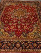 Persian Najaf Abad red ground rug carpet, large central medallion,