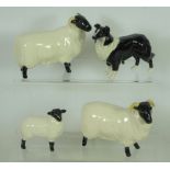 Five Beswick animals; barn owl, two rams,