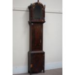 19th century figured mahogany longcase clock case, with rosewood inlays,