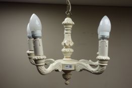 Pair of Continental style wooden five branch chandeliers (2) Condition Report