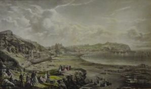 'Scarborough in the Season 1869', 19th century hand coloured print after John Bell pub.