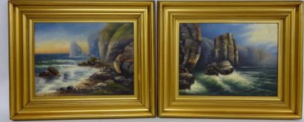 Seascape Scenes, two late 19th century oil's on canvas indistinctly signed E.