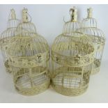 Four French style painted metal hanging bird cages,