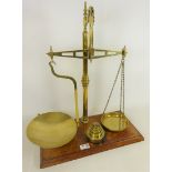 Set of 19th Century brass balance scales, stamped P.