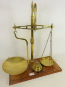 Set of 19th Century brass balance scales, stamped P.