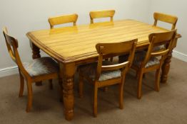 Medium wood plank top rectangular dining table (L180cm x W106cm) and six chairs Condition