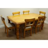 Medium wood plank top rectangular dining table (L180cm x W106cm) and six chairs Condition