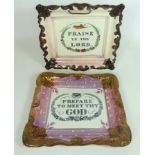 Two 19th Century Sunderland lustre wall plaques ''Prepare To Meet Thy God' and 'Praise Ye The Lord'