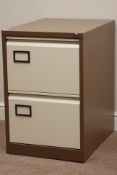 Metal two drawer filing cabinet, W47cm, H72cm,