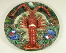 19th/ early 20th Century Jose A Cunha Portuguese Palissy ware dish with applied Lobster and mussel