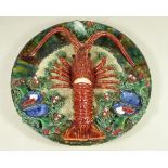 19th/ early 20th Century Jose A Cunha Portuguese Palissy ware dish with applied Lobster and mussel