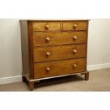 19th century oak chest, two short and three long drawers, canted corners with quarter columns,