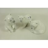 Three Lladro Polar Bears (3) Condition Report <a href='//www.davidduggleby.
