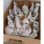 Radford pottery dressing table set with matching candlesticks and other Radford pottery in one box