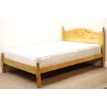 Pine 4' 6'' double bedstead with new mattress Condition Report <a href='//www.