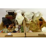 Halcyon Days enamelled pot pourri basket, similar Portmeirion trinket box, Border Fine Arts fox,