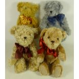 Three modern jointed mohair teddy bears and one other teddy bear in one box (4) Condition