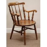 19th century stained beech armchair, spindle back,