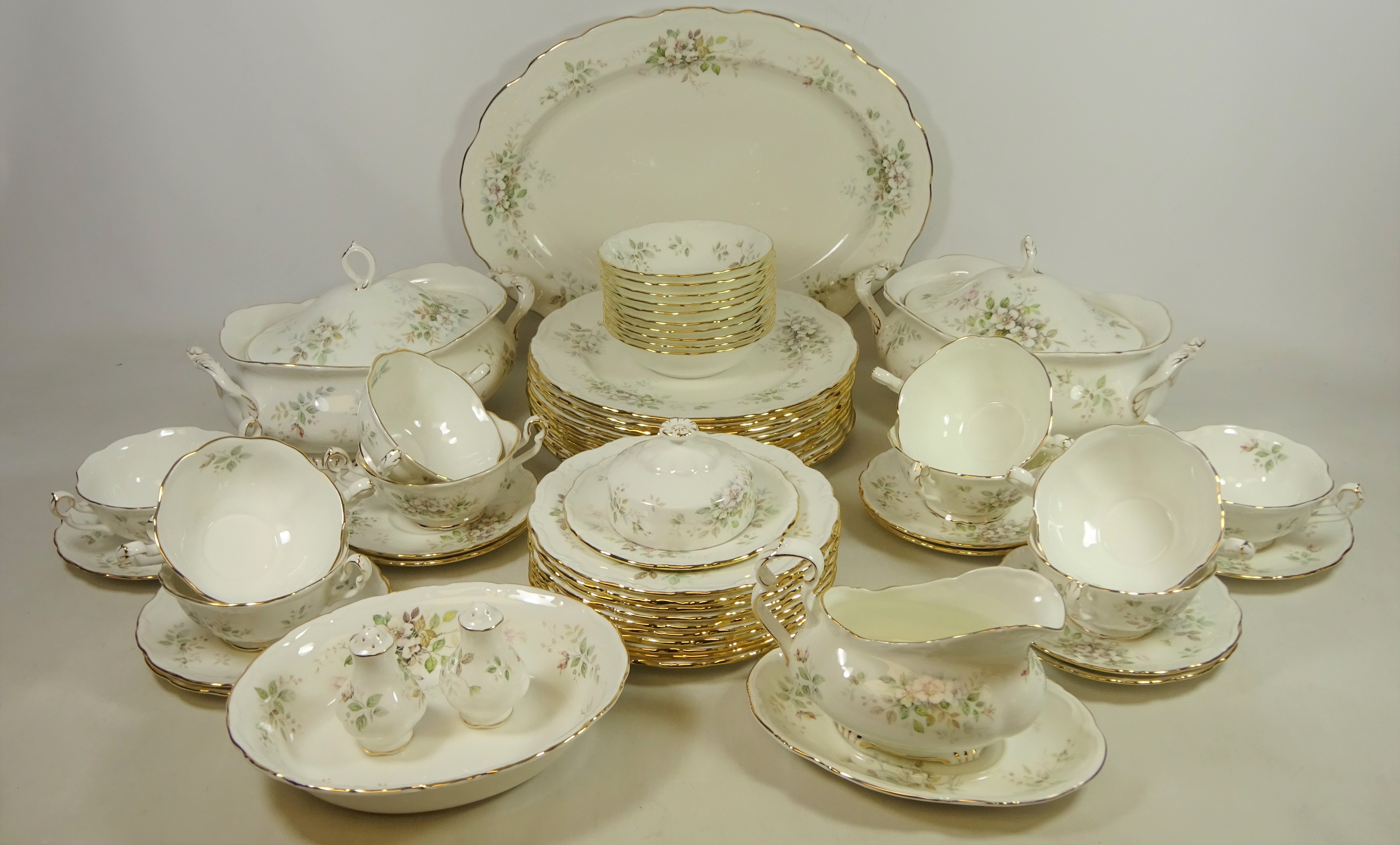 Royal Albert 'Haworth' pattern dinner service for ten persons including two tureens, cruet,