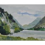 'Lake Padarn' Wales, watercolour signed by Vaughan Bevan (British b.