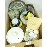 Eight Chinese decorative plates, a Chinese tea service,