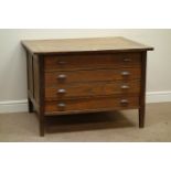 20th century oak chest fitted with four drawers (not full depth), W107cm, D92cm,