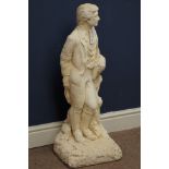 Stone effect garden figure of a gentleman in the country side,