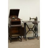 Singer treadle sewing machine on cast iron base,