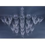 Stuart crystal decanter, set of six matching whiskey tumblers, two brandy balloons,