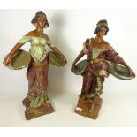Two early 20th Century plaster models of Moorish female figures,