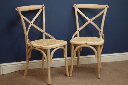 Pair teak French style bentwood dining chairs with cane seats Condition Report