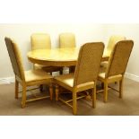 Light wood oval extending dining table (107cm x 137cm - 184cm, H77cm),