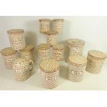 Set of thirteen Maling 'Cobble Stone' pattern kitchen storage jars,