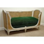 Woods of Harrogate - French style rustic grey painted and waxed beech bergere day bed sofa,