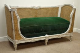 Woods of Harrogate - French style rustic grey painted and waxed beech bergere day bed sofa,