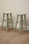 Pair green painted kitchen stools Condition Report <a href='//www.davidduggleby.