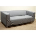 Klippan two seat sofa upholstered in Flackarp grey, loose,