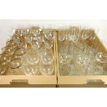 Set of seven wine glasses with etched bowls,