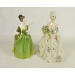 Royal Doulton Figure 'Fleur' HN2368 and a Luigi Fabris model of a lady with a bouquet of flowers,