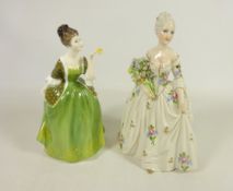 Royal Doulton Figure 'Fleur' HN2368 and a Luigi Fabris model of a lady with a bouquet of flowers,