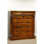 Victorian mahogany chest fitted with frieze drawer above two short and three long drawers, W120cm,
