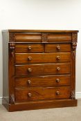 Victorian mahogany chest fitted with frieze drawer above two short and three long drawers, W120cm,