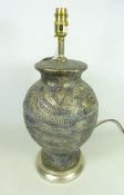 Pottery table lamp with gilded decoration,