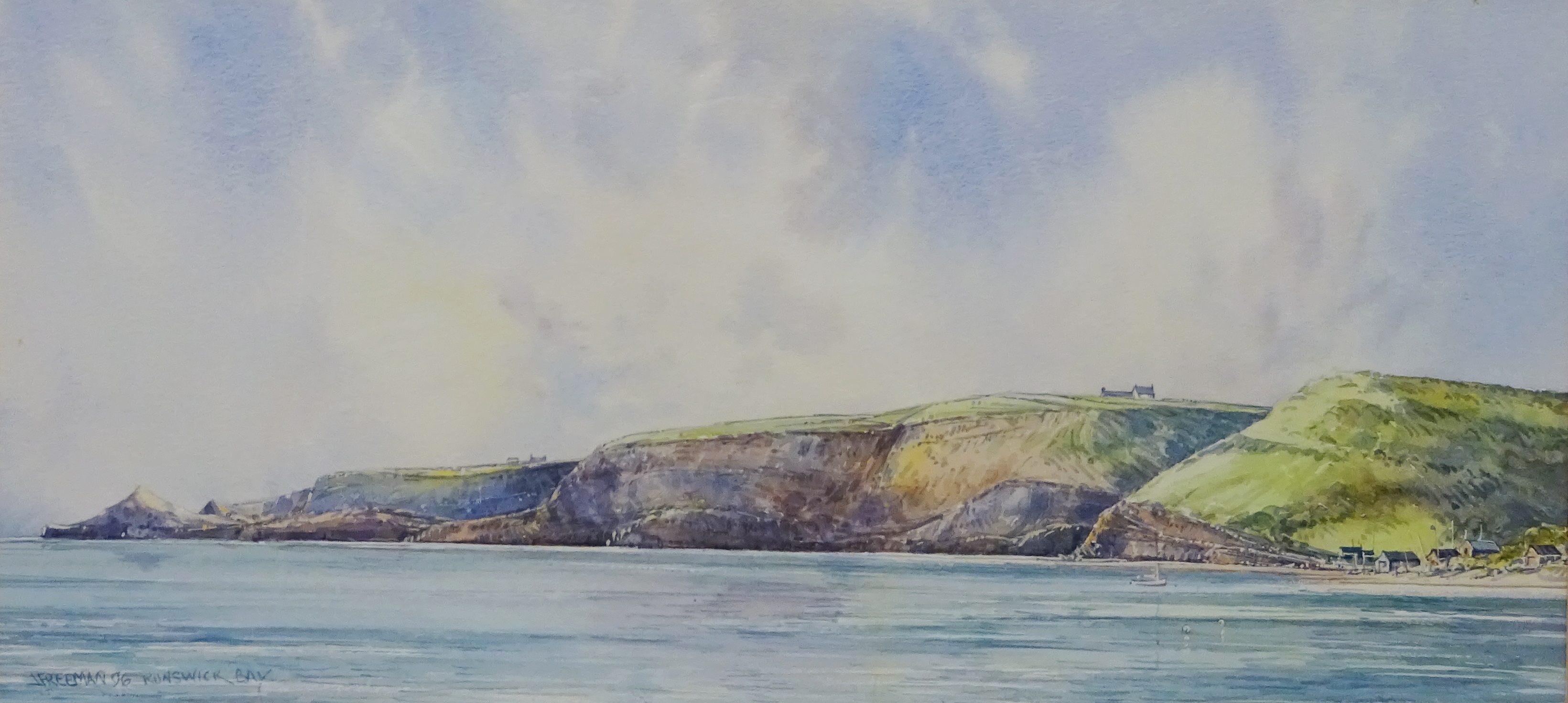 'Runswick Bay, watercolour signed and dated '96 by John Freeman (British 1942-),